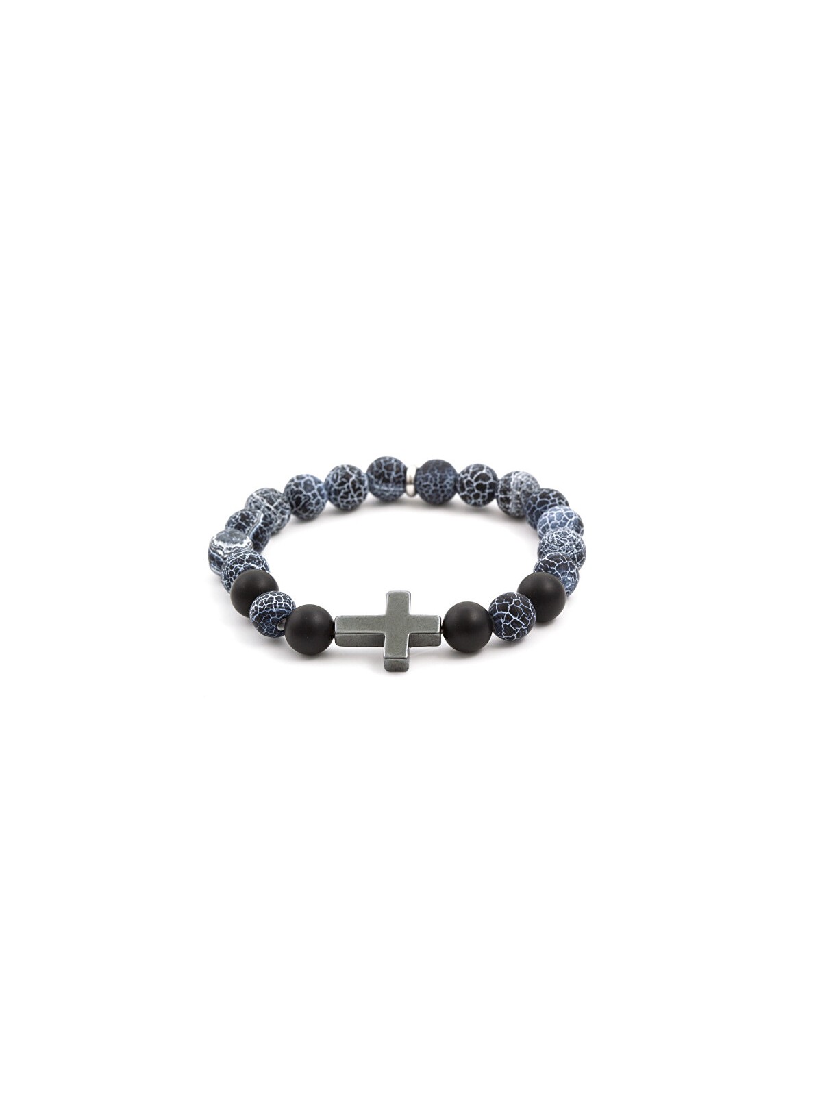 Agato Bracciale con perline di agata ed ematite MINK53 - Lunghezza: 19 cm donna