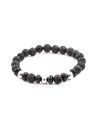 Agato Bracciale di perline in pietra lavaca e howlite MINK57 - Lunghezza: 17 cm donna