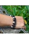 Agato Bracciale di perline in pietra lavaca e howlite MINK57 - Lunghezza: 17 cm donna