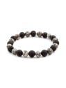 Agato Bracciale di perline in pietra lavaca e diaspro MINK59 - Lunghezza: 17 cm donna