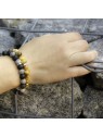 Agato Bracciale di perline in pietra lavaca e diaspro MINK59 - Lunghezza: 17 cm donna