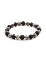 Agato Bracciale di perline in pietra lavaca e diaspro MINK59 - Lunghezza: 19 cm donna