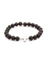 Agato Bracciale con perline in pietra lavica ed ematite MINK61 - Lunghezza: 17 cm unisex