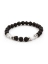 Agato Bracciale di perline in pietra lavaca e howlite MINK62 - Lunghezza: 17 cm donna