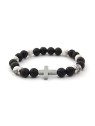 Agato Bracciale di perline in pietra lavaca, howlite ed ematite MINK64 - Lunghezza: 19 cm donna