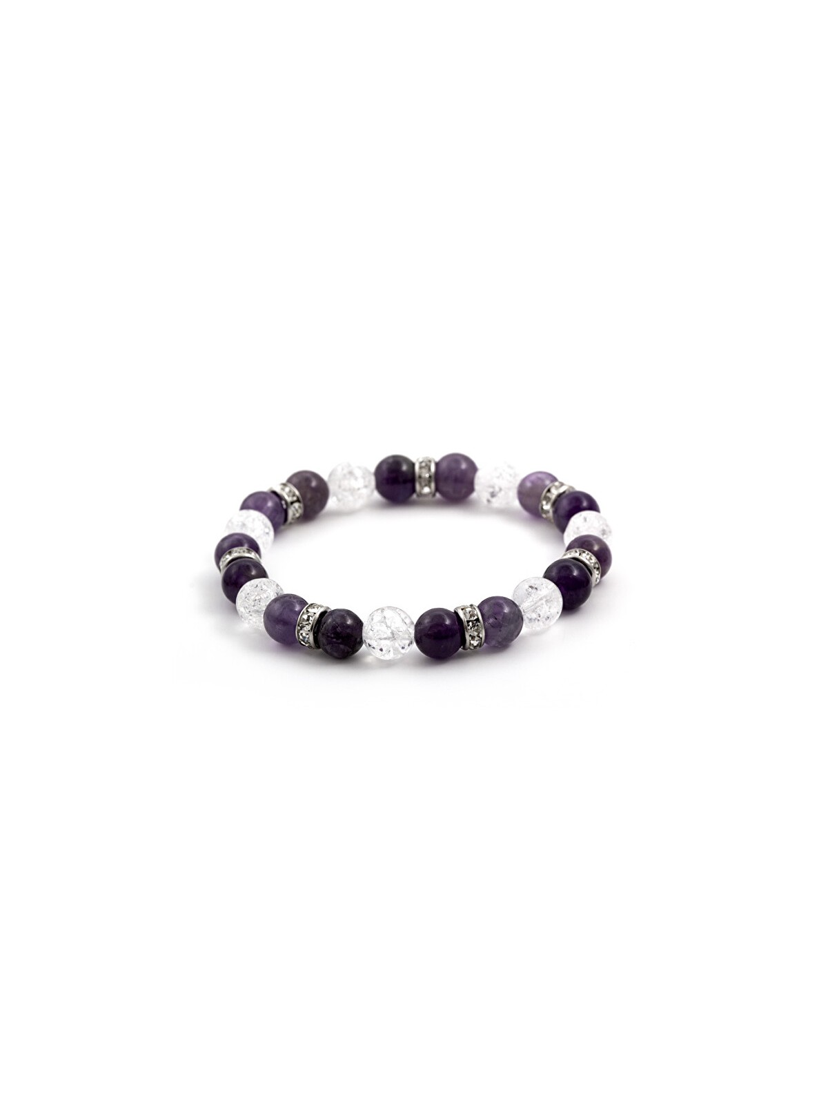 Agato Bracciale con perline di ametista e cristallo MINK69 - Lunghezza: 18 cm donna