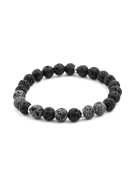 Agato Bracciale con perline in pietra lavaca MINK77/17 - Lunghezza: 19 cm donna