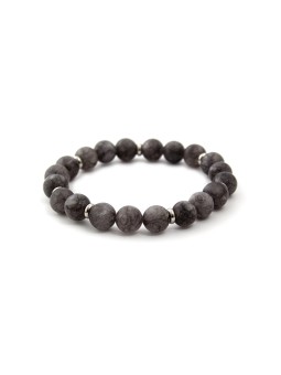 Agato Bracciale con perline di giada grigia MINK87 - Lunghezza: 17 cm donna