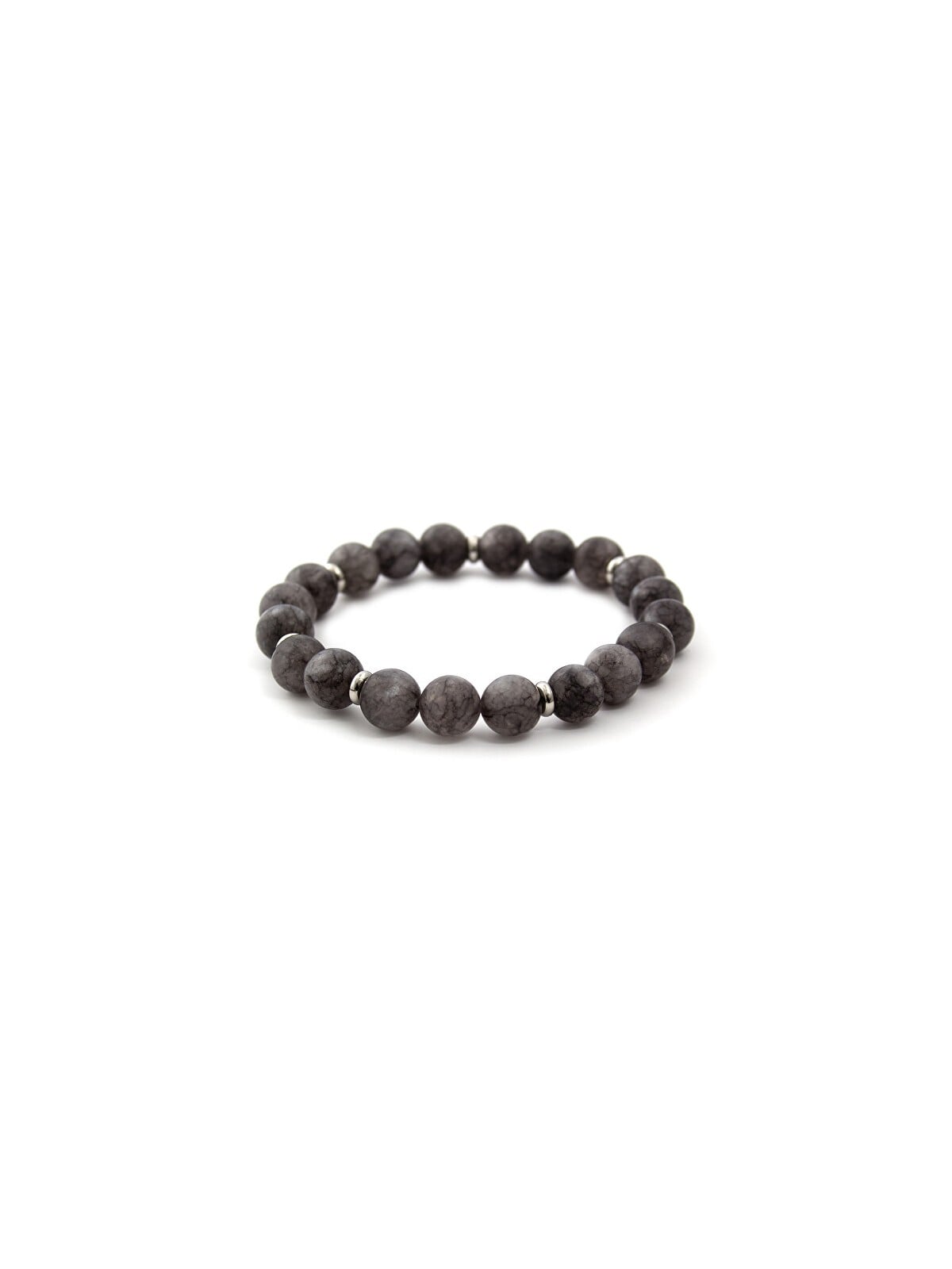 Agato Bracciale con perline di giada grigia MINK87 - Lunghezza: 17 cm donna