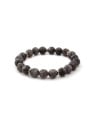 Agato Bracciale con perline di giada grigia MINK87 - Lunghezza: 17 cm donna