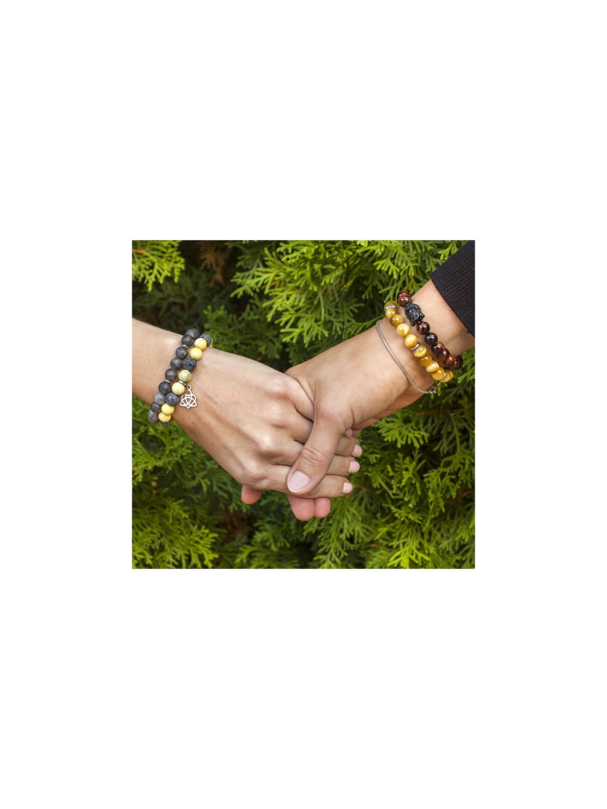 Agato Bracciale con perline di giada grigia MINK87 - Lunghezza: 17 cm donna