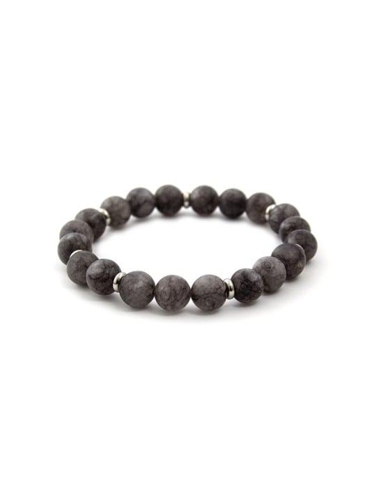 Agato Bracciale con perline di giada grigia MINK87 - Lunghezza: 19 cm donna