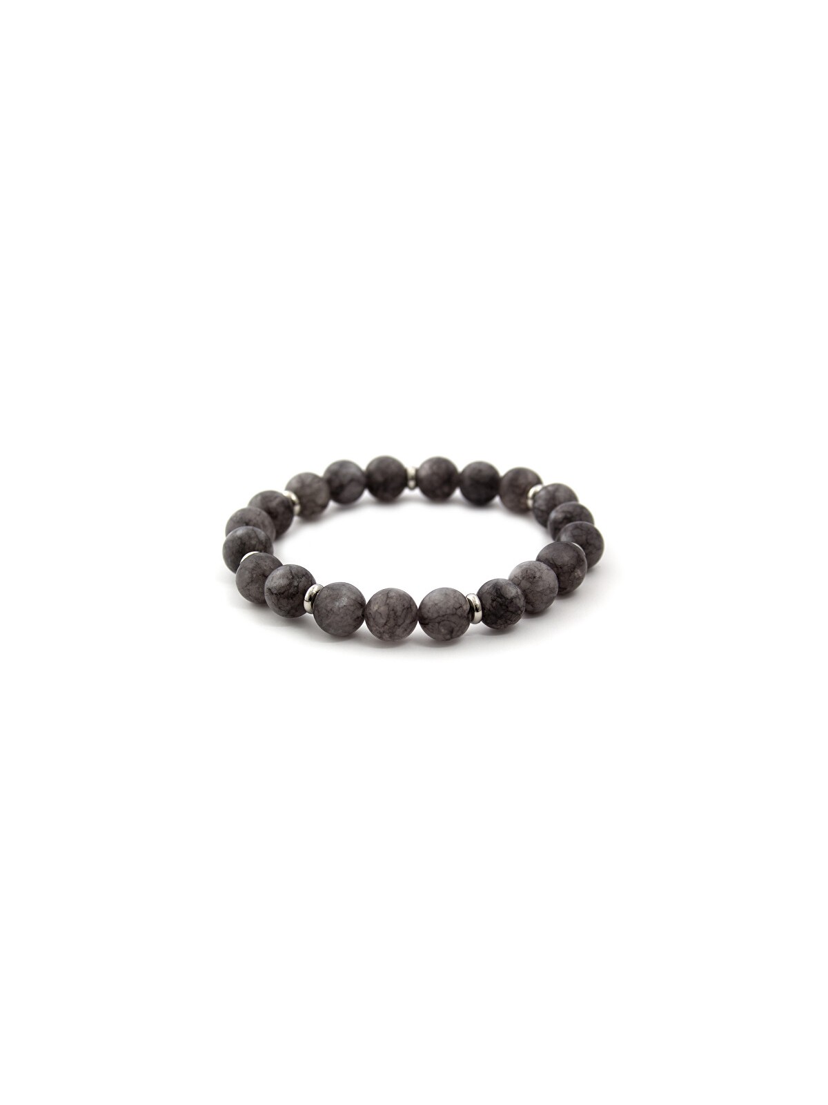 Agato Bracciale con perline di giada grigia MINK87 - Lunghezza: 19 cm donna