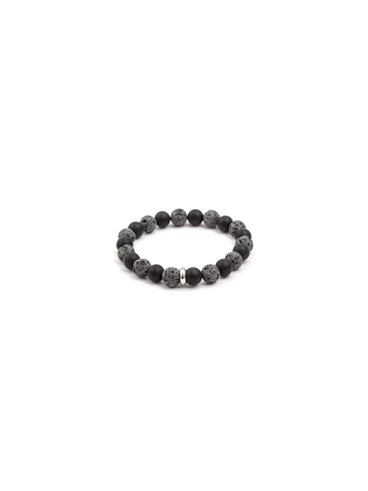 Agato Bracciale di perline in pietra lavaca e agata MINK101 - Lunghezza: 19 cm unisex