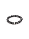 Agato Bracciale di perline in pietra lavaca e agata MINK101 - Lunghezza: 19 cm unisex