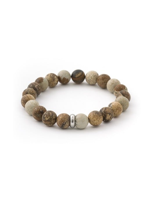 Agato Bracciale con perle di diaspro MINK108 - Lunghezza: 17 cm donna