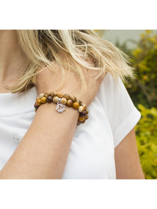 Agato Bracciale con perle di diaspro MINK108 - Lunghezza: 17 cm donna