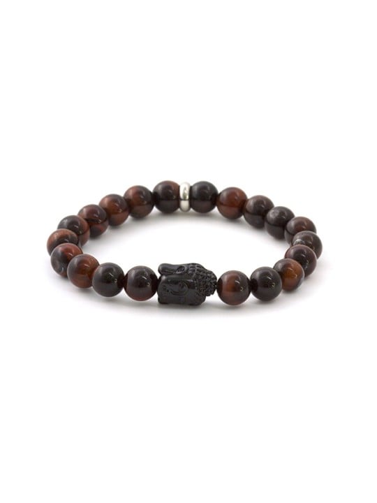 Agato Bracciale con perline di occhio di tigre MINK114 - Lunghezza: 19 cm donna