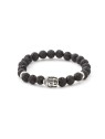 Agato Bracciale con perline in pietra lavaca MINK120 - Lunghezza: 17 cm donna