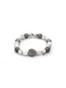 Agato Bracciale di perline in agata e howlite MINK123 - Lunghezza: 19 cm donna