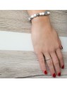 Agato Bracciale di perline in agata e howlite MINK123 - Lunghezza: 19 cm donna