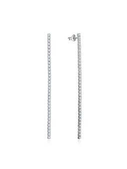 Beneto Orecchini lunghi in argento con zirconi AGUV2672 - Lunghezza: 6 cm donna