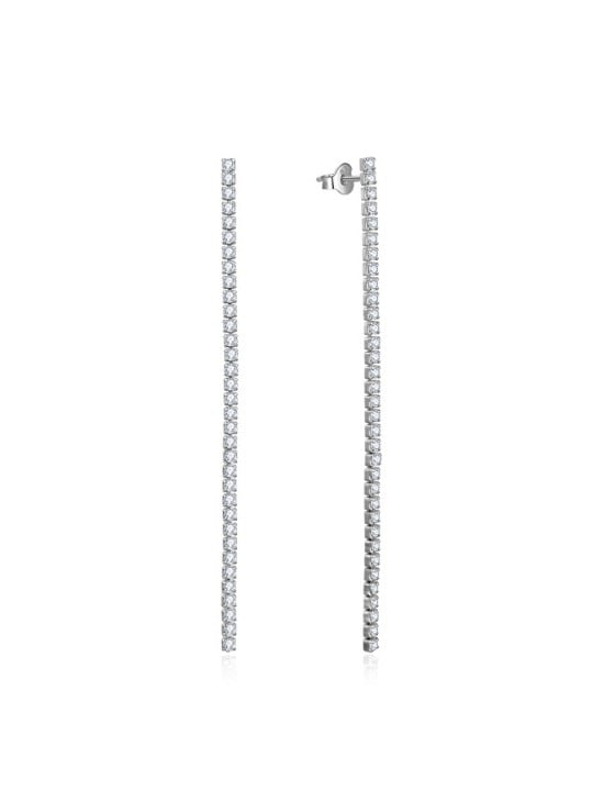 Beneto Orecchini lunghi in argento con zirconi AGUV2672 - Lunghezza: 8 cm donna