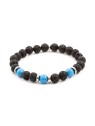 Agato Bracciale di perline in howlite e pietra lavica MINK56 - Lunghezza: 19 cm unisex