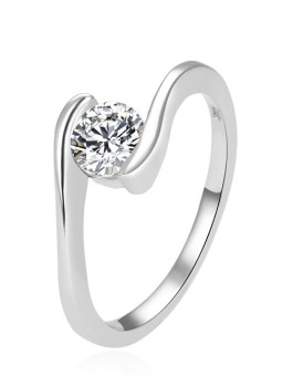 Beneto Elegante anello in argento con zircone trasparente AGG367 - Circonferenza: 60 mm donna