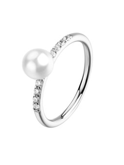 Brosway Elegante anello in argento con zirconi e perla Fancy Infinite White FIW177 - Circonferenza: 52 mm donna