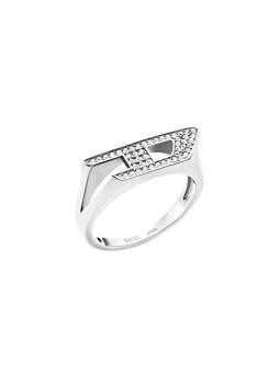 Diesel Anello unisex in acciaio con cristalli DX1629040 - Circonferenza: 63 mm unisex