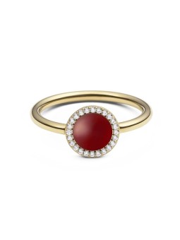 Daniel Wellington Anello placcato oro con agata rossa e cristalli Audrey DW0040125 - Diametro: 54 mm donna