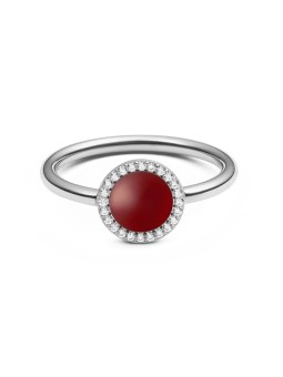 Daniel Wellington Elegante anello con agata rossa e cristalli Audrey DW0040123 - Diametro: 62 mm donna