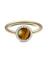 Daniel Wellington Anello placcato oro con occhio di tigre e cristalli Audrey DW0040122 - Diametro: 47 mm donna