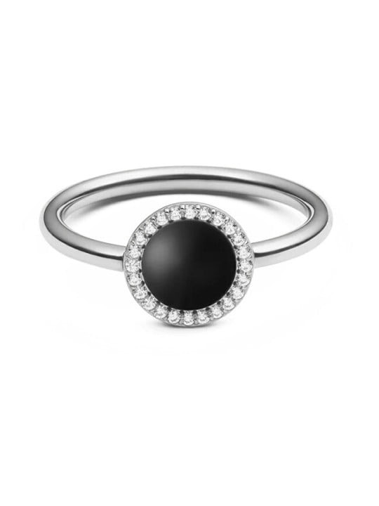Daniel Wellington Elegante anello con agata nera e cristilla Audrey DW0040138 - Diametro: 50 mm donna
