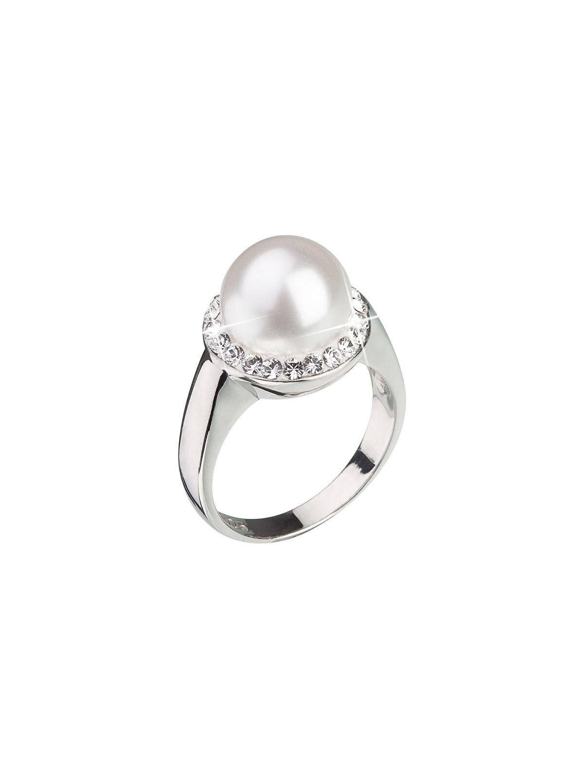 Evolution Group Anello in argento con cristallo Preciosa e perla bianca 35021.1 - Diametro: 58 mm donna