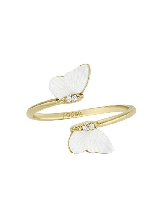 Fossil Anello aperto placcato oro Decent Radiant Wings JF04423710 - Diametro: 54 mm donna