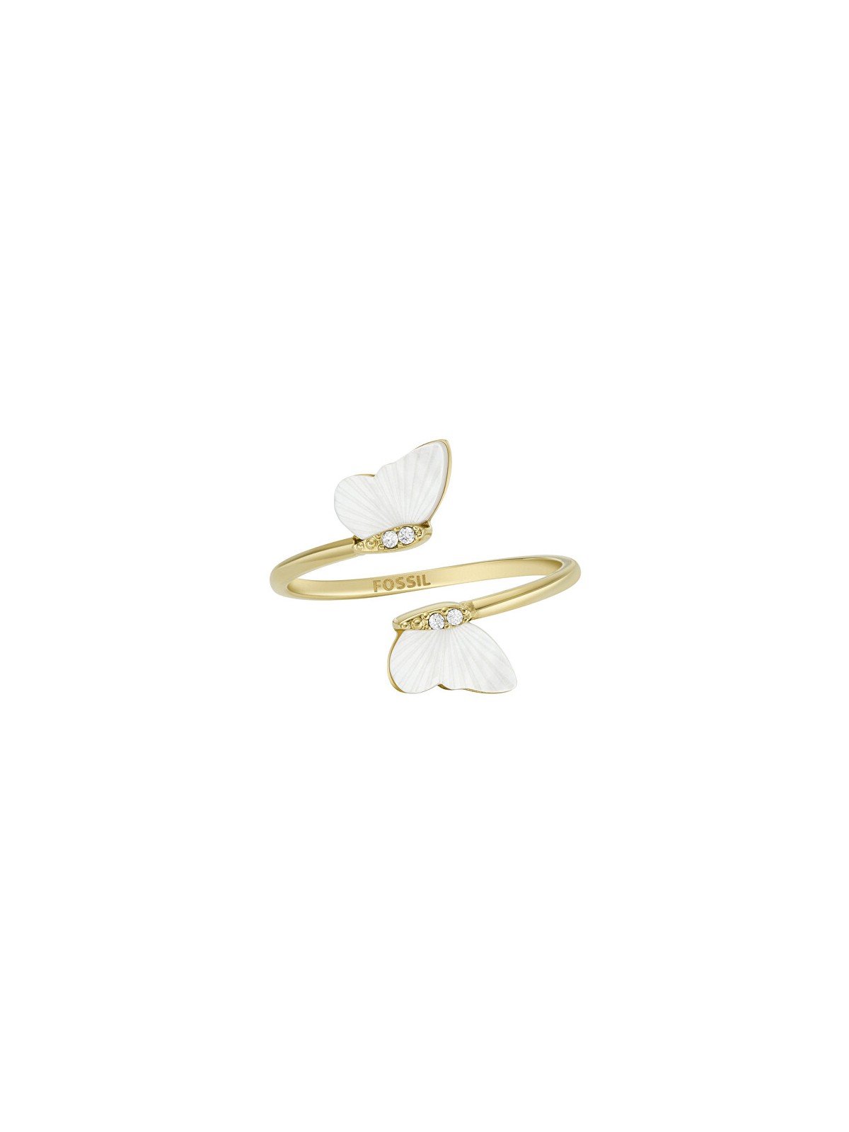 Fossil Anello aperto placcato oro Decent Radiant Wings JF04423710 - Diametro: 54 mm donna