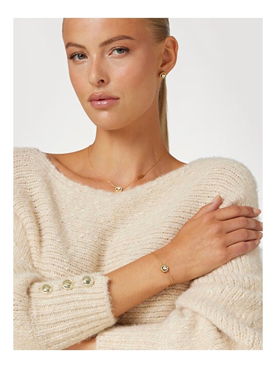 Guess Delicato bracciale placcato oro con zirconi M`ama Non M`ama JUBB04668JWYGFC - Lunghezza: 21 cm donna