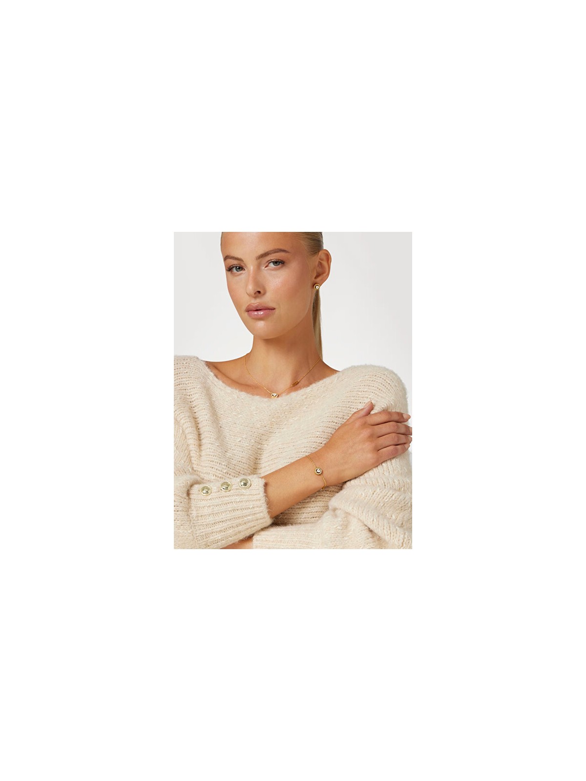 Guess Delicato bracciale placcato oro con zirconi M`ama Non M`ama JUBB04668JWYGFC - Lunghezza: 21 cm donna