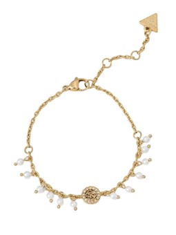 Guess Bracciale placcato oro con cristilla e perle sintetiche JUBB04681JWYGWH - Lunghezza: 18.5 cm donna