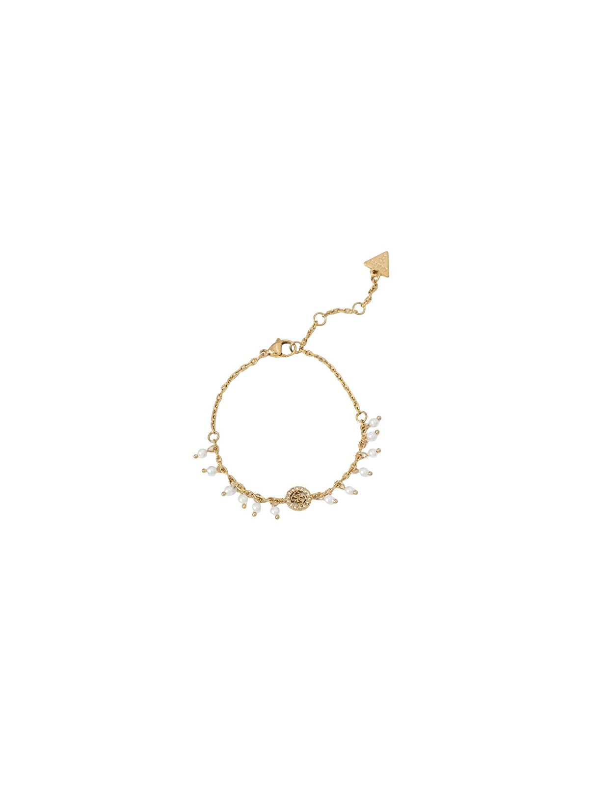 Guess Bracciale placcato oro con cristilla e perle sintetiche JUBB04681JWYGWH - Lunghezza: 18.5 cm donna