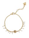 Guess Bracciale placcato oro con cristilla e perle sintetiche JUBB04681JWYGWH - Lunghezza: 18.5 cm donna