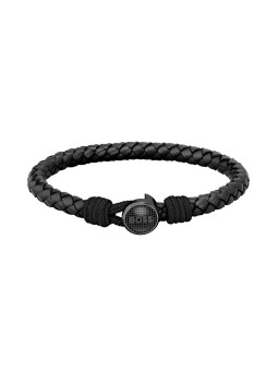 Hugo Boss Elegante bracciale classico in pelle nera 1580468M - Lunghezza: 18 cm uomo