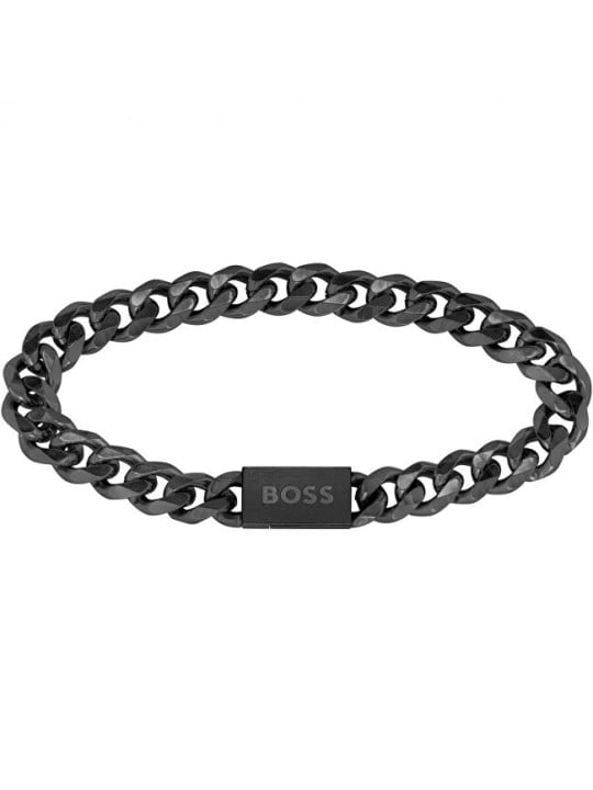 Hugo Boss Elegante bracciale nero da uomo a maglie 1580145 - Lunghezza: 19 cm uomo