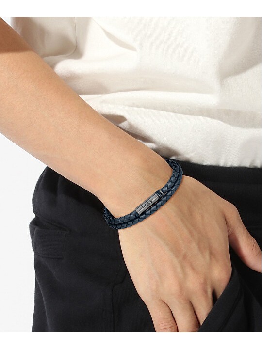 Hugo Boss Elegante bracciale doppio in pelle 1580494 - Lunghezza: 19 cm unisex