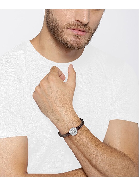 Hugo Boss Elegante bracciale in pelle marrone 1580497 - Lunghezza: 19 cm uomo