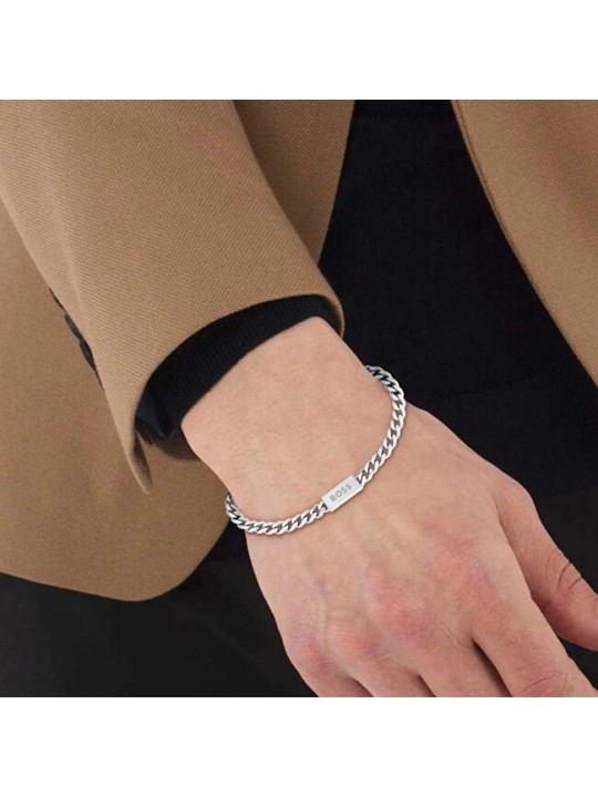 Hugo Boss Bracciale da uomo a catena placcato oro, modello 1580556 - Lunghezza: 19 cm uomo