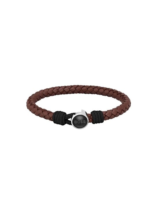 Hugo Boss Elegante bracciale classico in pelle nera 1580467 - Lunghezza: 17,5 cm uomo
