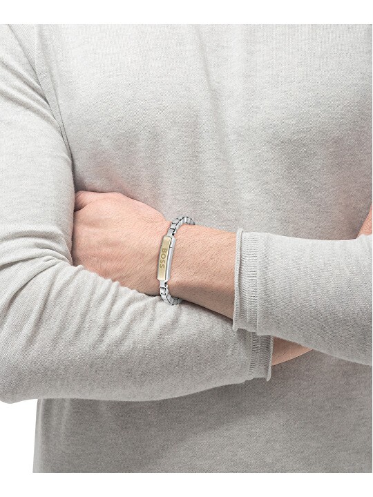 Hugo Boss Bracciale bicolore da uomo senza tempo in acciaio Devon 1580597 - Lunghezza: 17.5 cm uomo